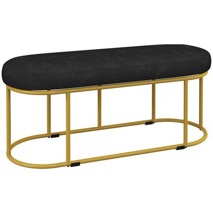 Upholstered bench in velvet look, steel, capacity 200 kg, blue