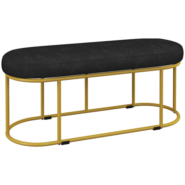 Upholstered bench in velvet look, steel, capacity 200 kg, blue