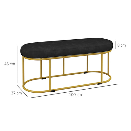 Upholstered bench in velvet look, steel, capacity 200 kg, blue