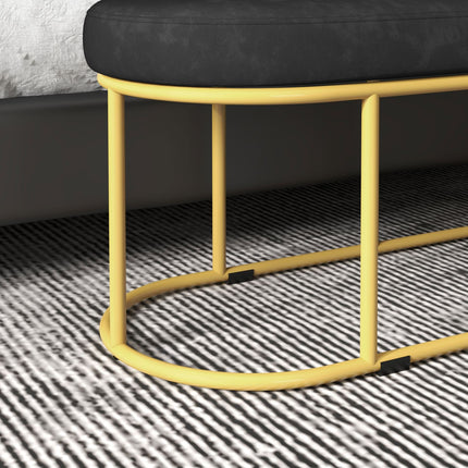 Upholstered bench in velvet look, steel, capacity 200 kg, blue