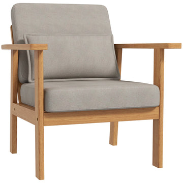 Upholstered gray accent chair with armrests - 70x72x76 cm