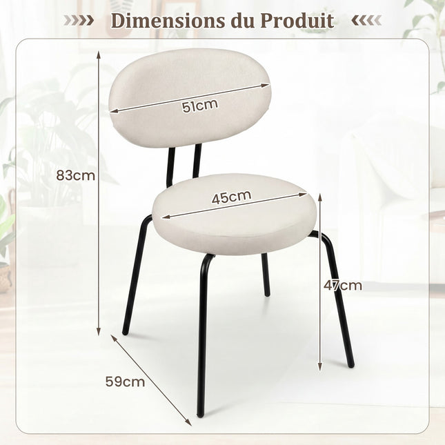 Upholstered Dining Chairs Set of 2, Padded Back, White