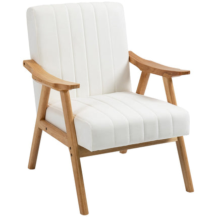 Scandi upholstered lounge chair in velvet look with armrests