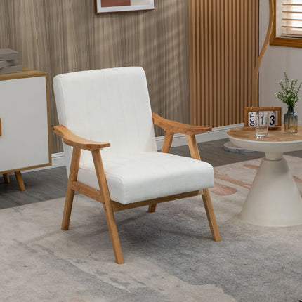 Scandi upholstered lounge chair in velvet look with armrests