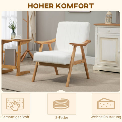 Scandi upholstered lounge chair in velvet look with armrests