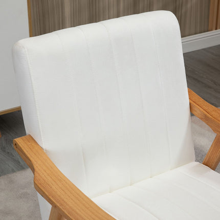 Scandi upholstered lounge chair in velvet look with armrests