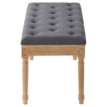 Upholstered Ottoman Bench 32x16, Tufted, Gray