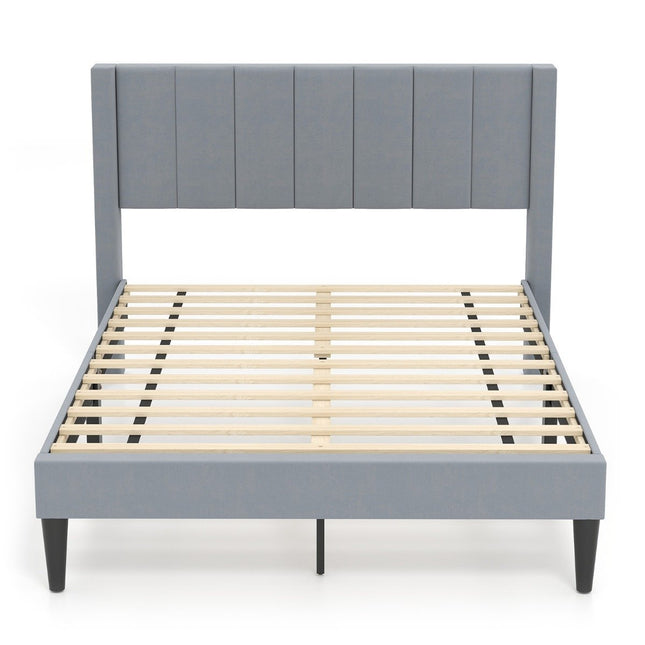 Upholstered Platform Bed Frame, 200x140 cm, Grey Velvet