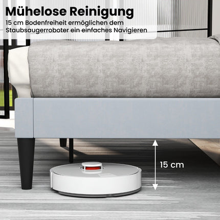 Upholstered Platform Bed Frame, 200x140 cm, Grey Velvet