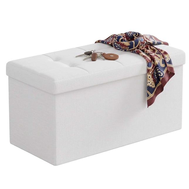 Upholstered Storage Bench – Foldable Fabric, Seats 2