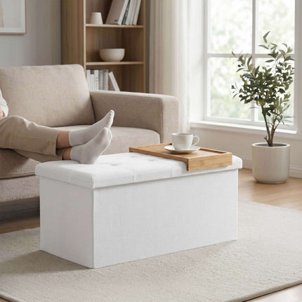 Upholstered Storage Bench – Foldable Fabric, Seats 2
