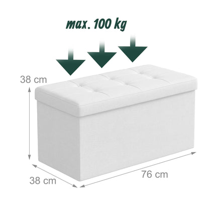Upholstered Storage Bench – Foldable Fabric, Seats 2