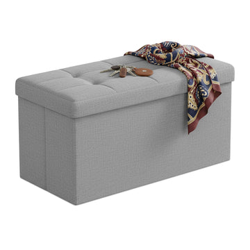 Upholstered Storage Bench – Foldable, Seats Two