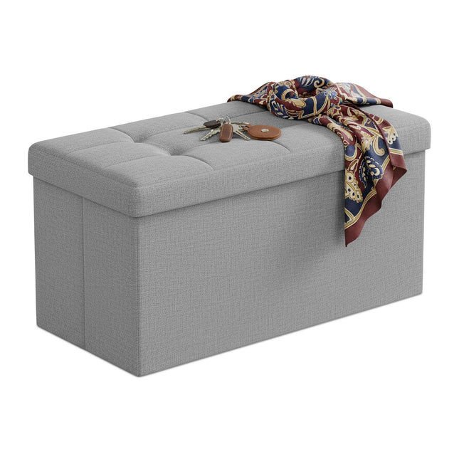 Upholstered Storage Bench – Foldable, Seats Two