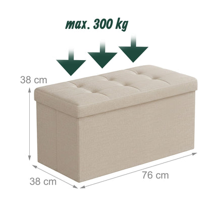 Upholstered Storage Bench – Foldable, Seats Two