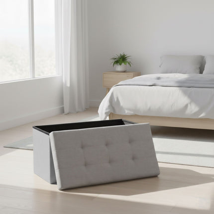 Upholstered Storage Bench – Foldable, Seats Two