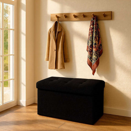 Upholstered Storage Bench, Foldable, Seats Two