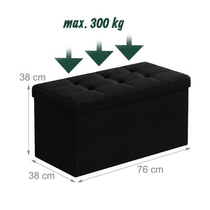 Upholstered Storage Bench, Foldable, Seats Two