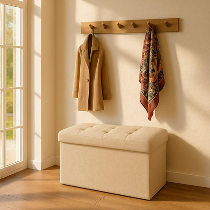 Upholstered Storage Bench – Foldable, Seats Two