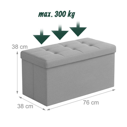 Upholstered Storage Bench – Foldable, Seats Two