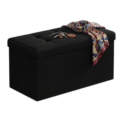 Upholstered Storage Bench, Foldable, Seats Two