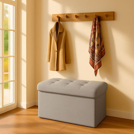 Upholstered Storage Bench – Foldable, Seats Two