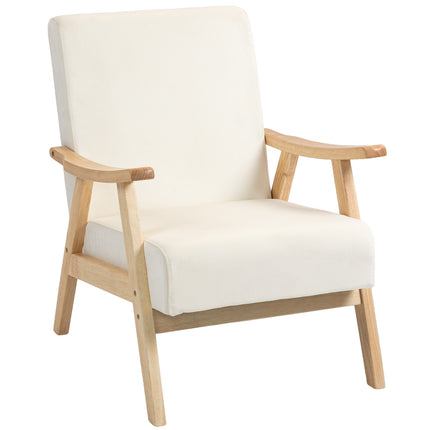 Upholstered armchair, foam filling, rubberwood frame, cream white