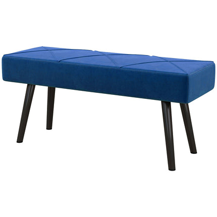Gestoffeerde bank, bedbank, gangbank met X-patroon, in fluweellook, belastbaar tot 120 kg, voor slaapkamer, 100 x 36 x 45 cm, blauw |