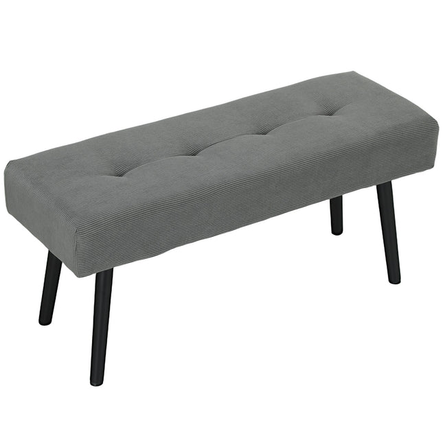 Gestoffeerde bank met corduroy bekleding, bedbank met metalen poten, schoenenbank 100 x 36 x 45 cm grijs