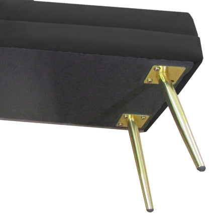 Black Upholstered Storage Bench, Steel, 100x37.5x42 cm