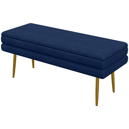 Storage Bench with Hidden Compartment, Blue, 100 x 37.5 x 42 cm