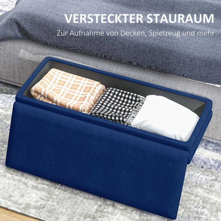Storage Bench with Hidden Compartment, Blue, 100 x 37.5 x 42 cm