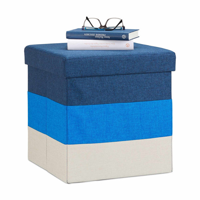 Upholstered stool with colorful stripes