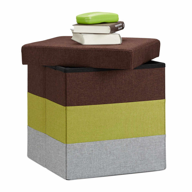 Upholstered stool with colorful stripes