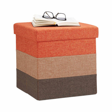 Upholstered stool with colorful stripes