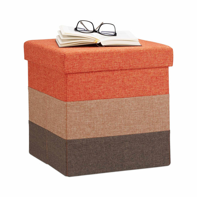 Upholstered stool with colorful stripes