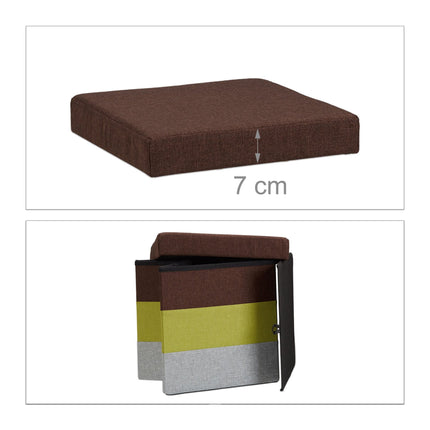 Upholstered stool with colorful stripes