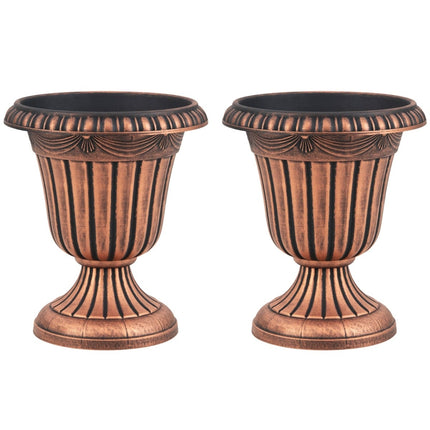 Urn Planters with Drainage, 46.5cm, Set of 2, Bronze