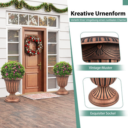 Urn Planters with Drainage, 46.5cm, Set of 2, Bronze