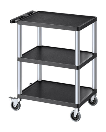 Utility Cart, 3-Shelf, 300 lb Capacity, Locking Wheels