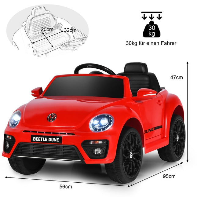 VW Beetle children's car with music & 2 lighting modes including 2.4G remote control red