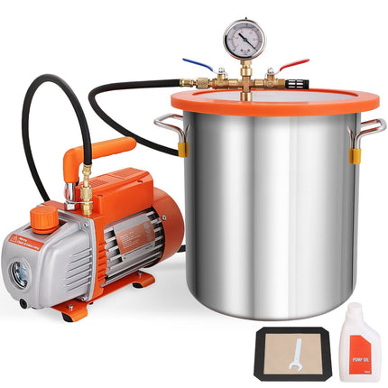Vacuum Chamber Kit 18.9 L, 3.5 CFM Pump, Glass Lid