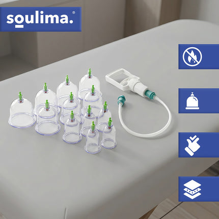 Vacuum Cupping Set, 12 Fireless Cups with Pump