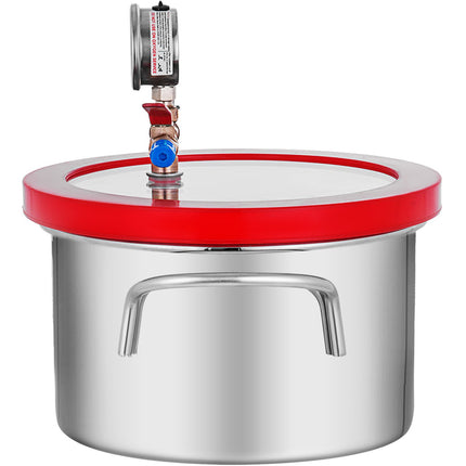 Vacuum Degassing Chamber 5.7 L, Stainless Steel, Glass Lid