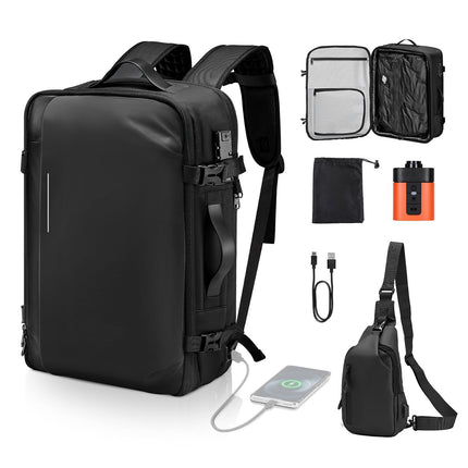 Vacuum Travel Backpack 65L with Pump, TSA Lock, Black