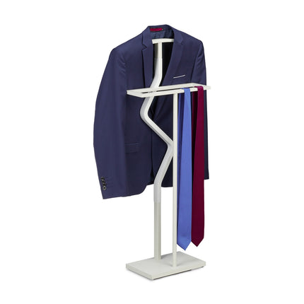 Valet Suit Stand, 107 cm, White, Steel/Wood Effect