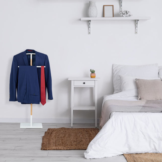 Valet stand in white and wood look