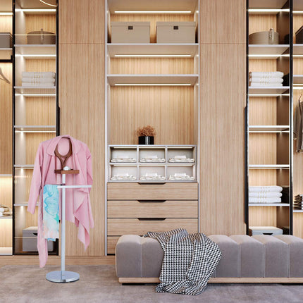 Valet stand with shelf