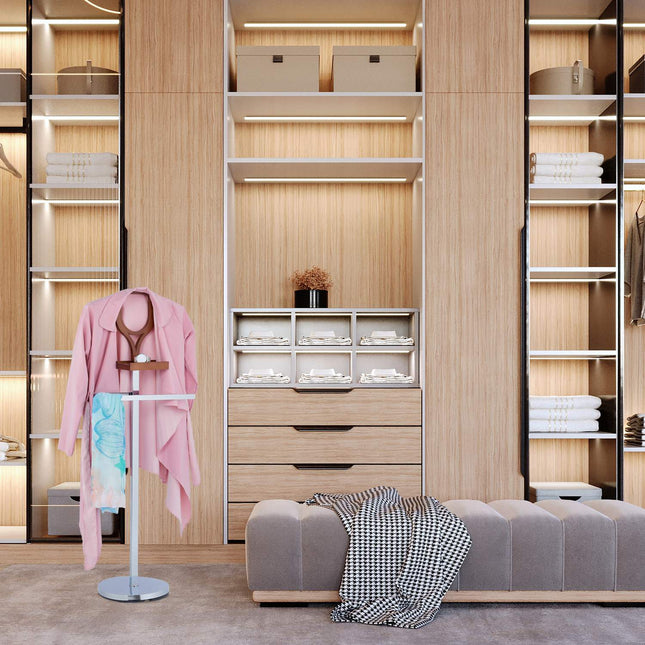 Valet stand with shelf