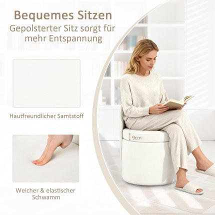 Vanity Stool with Backrest, 38L Storage Ottoman